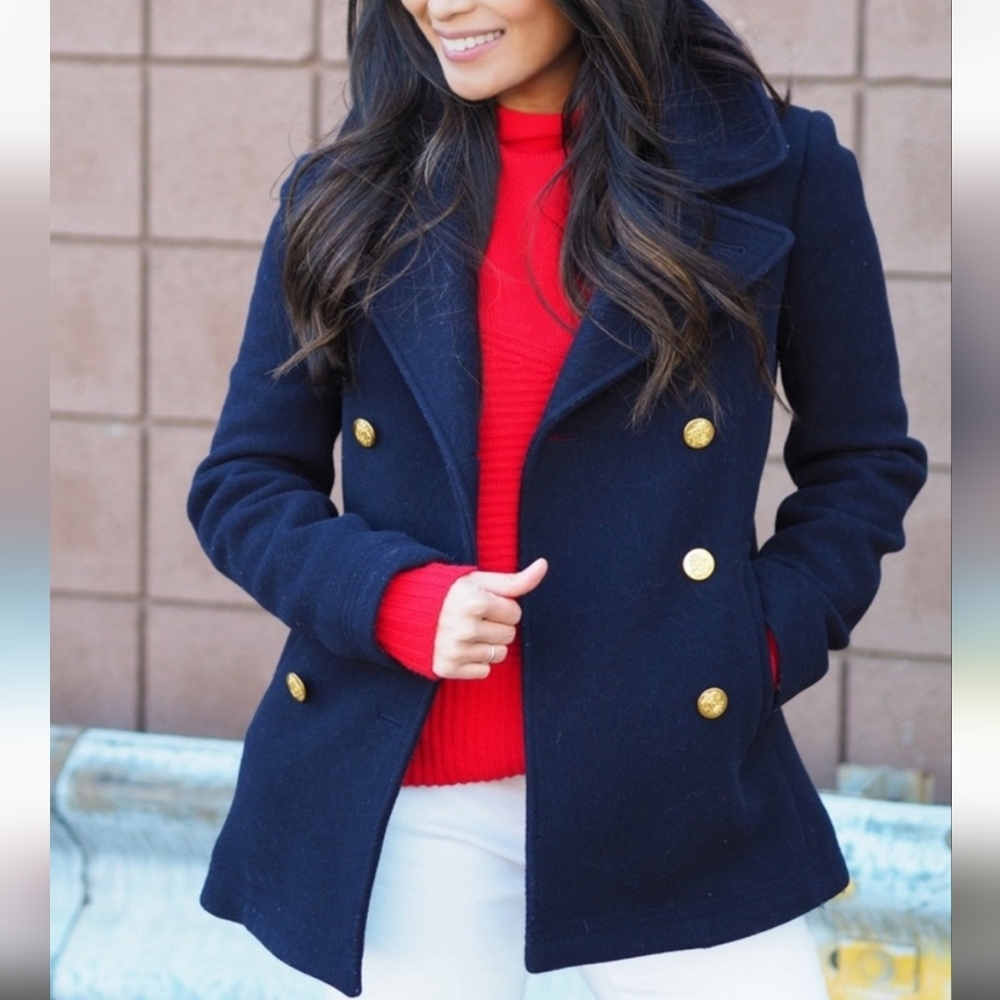 J CREW Peacoat Wool By Nello Gori 100% Wool Burnt Dark Orange Jacket Size 8 - Picture 5 of 15